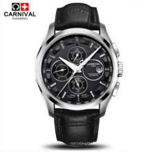 CARNAVAL 8659 automatique mécanique suisse marque hommes montres-bracelets mode luxe bracelet en cuir montre